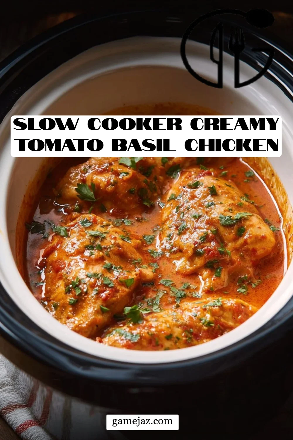 Slow Cooker Creamy Tomato Basil Chicken