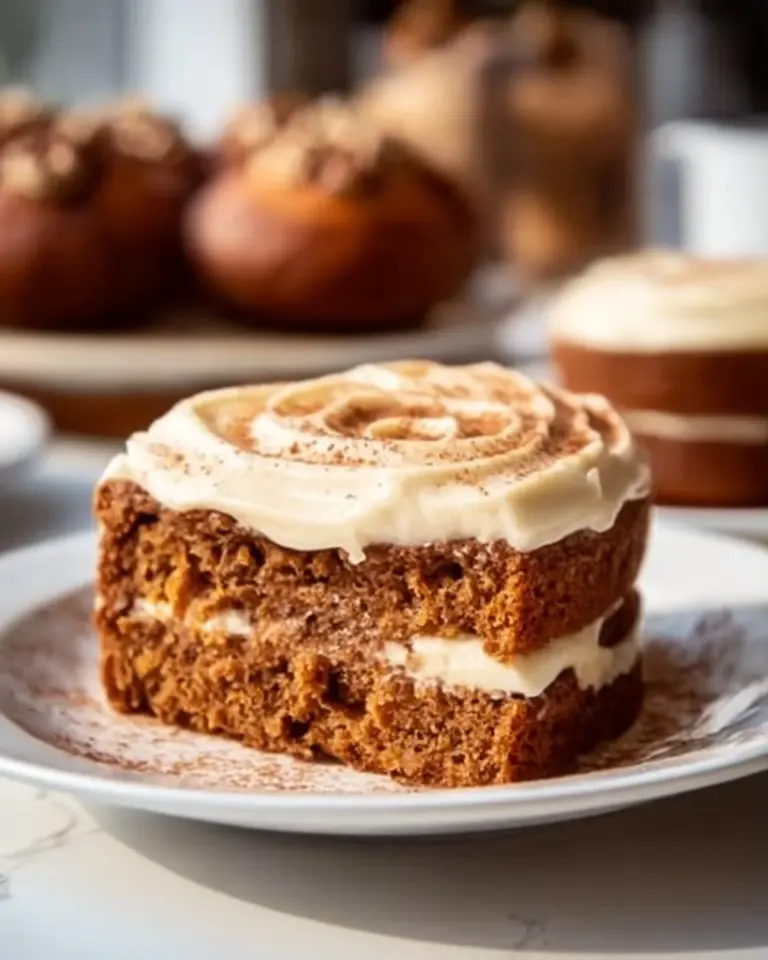 Delicious spiced carrot cake topped with cream cheese frosting and garnished with nuts