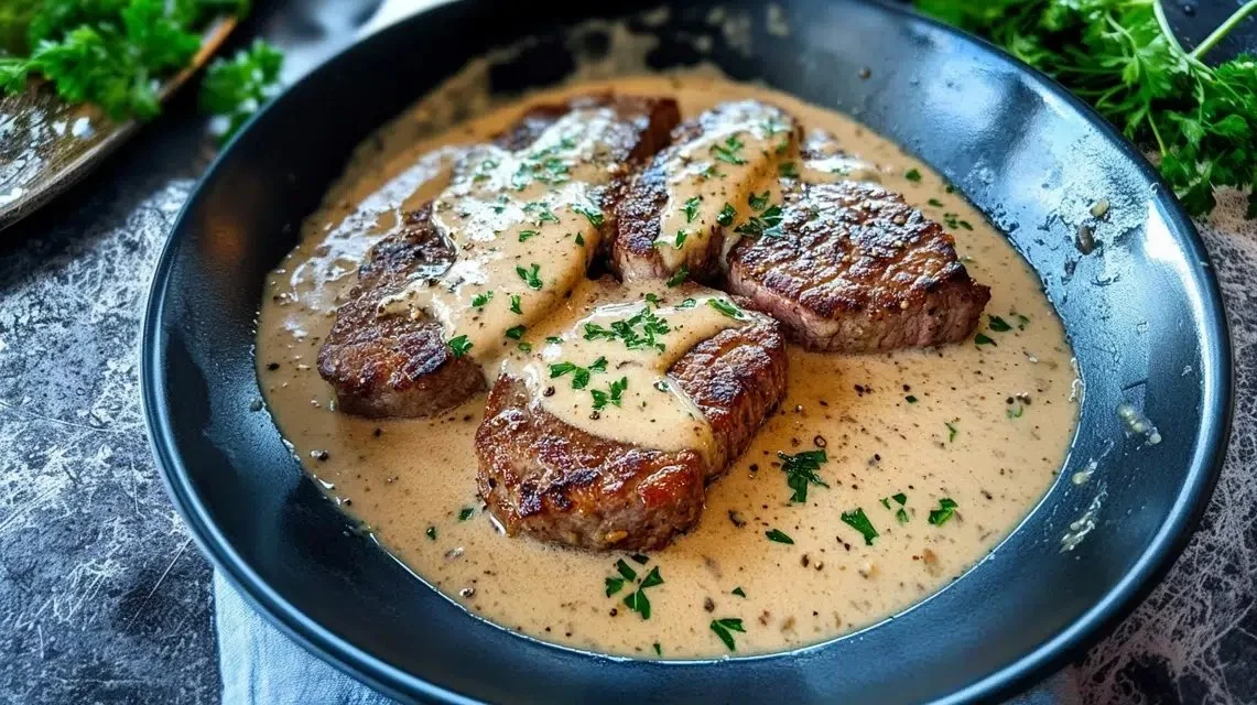 Steaks with Garlic Cream Sauce