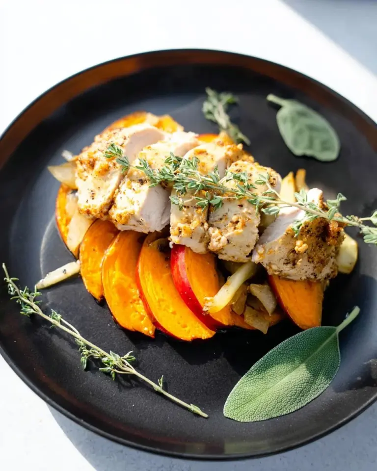 Sweet Potato Apple Turkey Bake with toppings and colorful ingredients