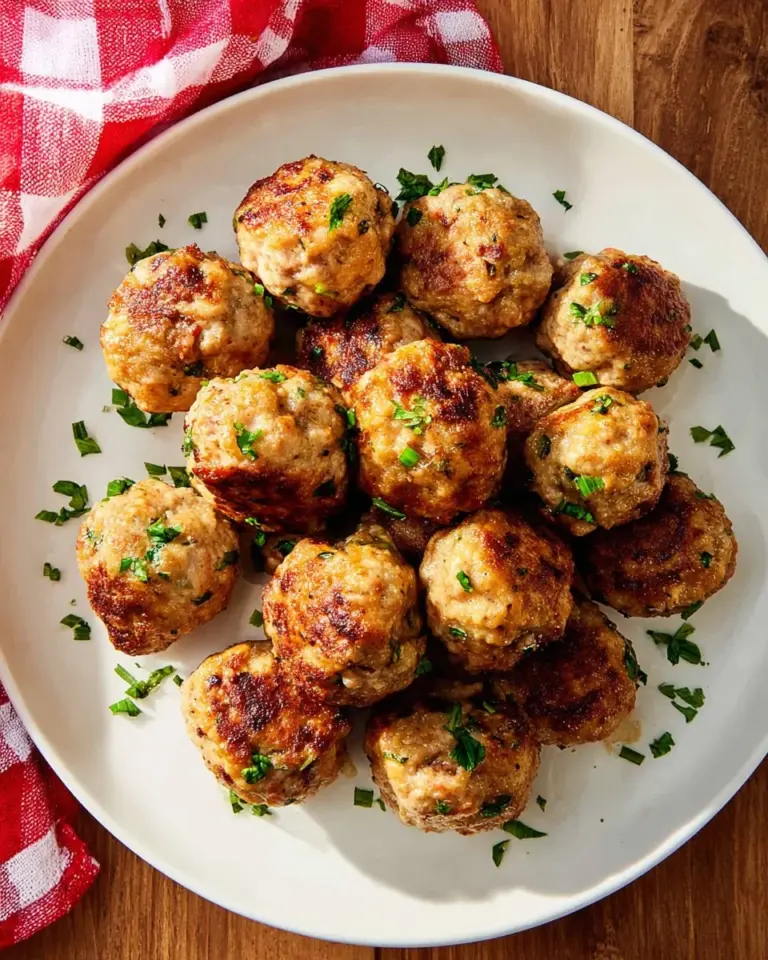Gluten-free air fryer turkey meatballs cooked to perfection on a plate.