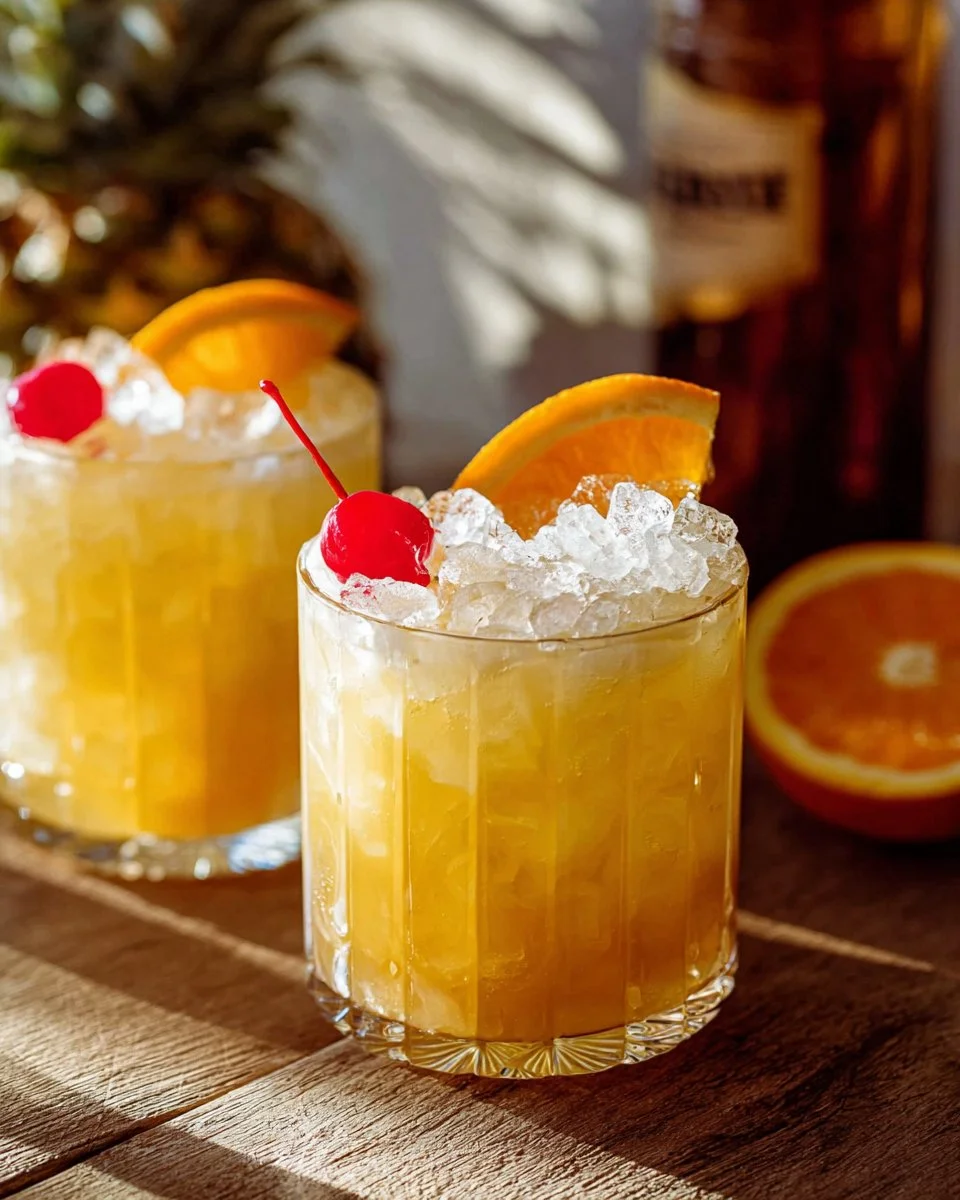 Delicious Amaretto Sour cocktail garnished with a cherry and orange slice