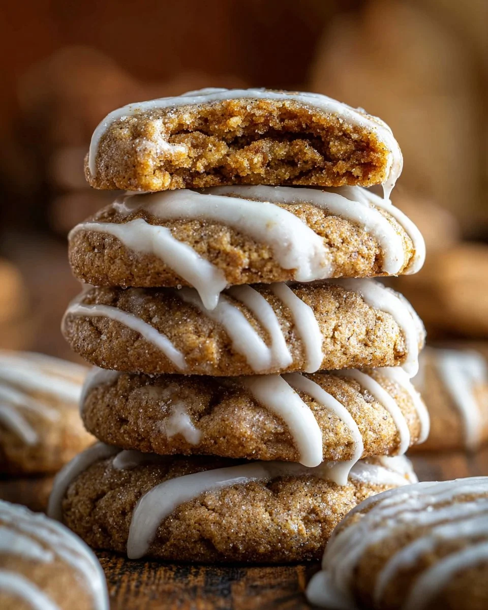 Freshly baked apple cider cookies on a rustic wooden table.