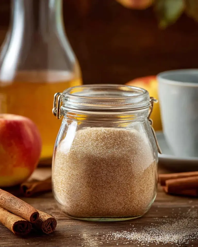 A warm mug of apple cider mix with cinnamon in a cozy setting