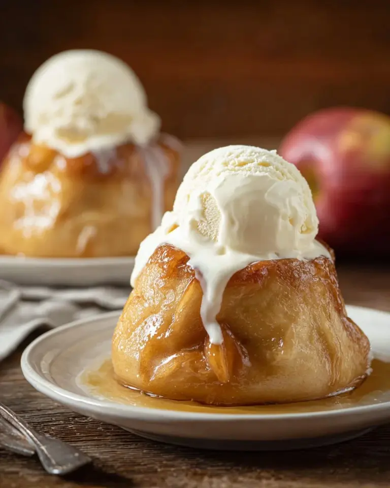 Homemade apple dumplings served with cinnamon and sugar