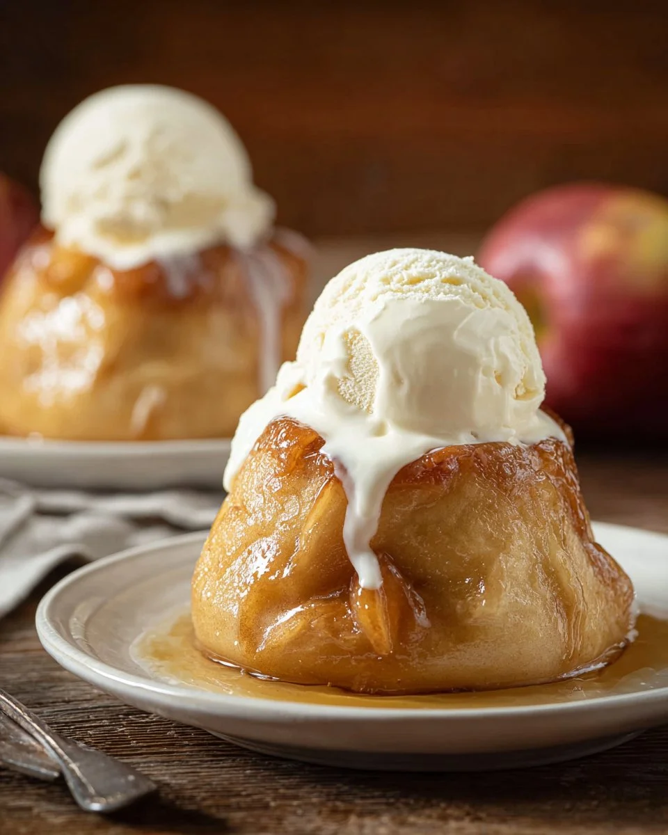 Homemade apple dumplings served with cinnamon and sugar