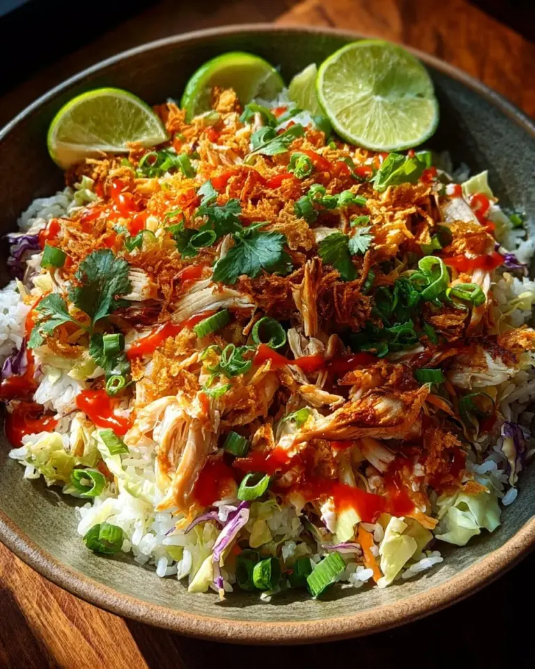 Bang Bang Chicken Crispy Rice Salad with fresh veggies and crispy chicken
