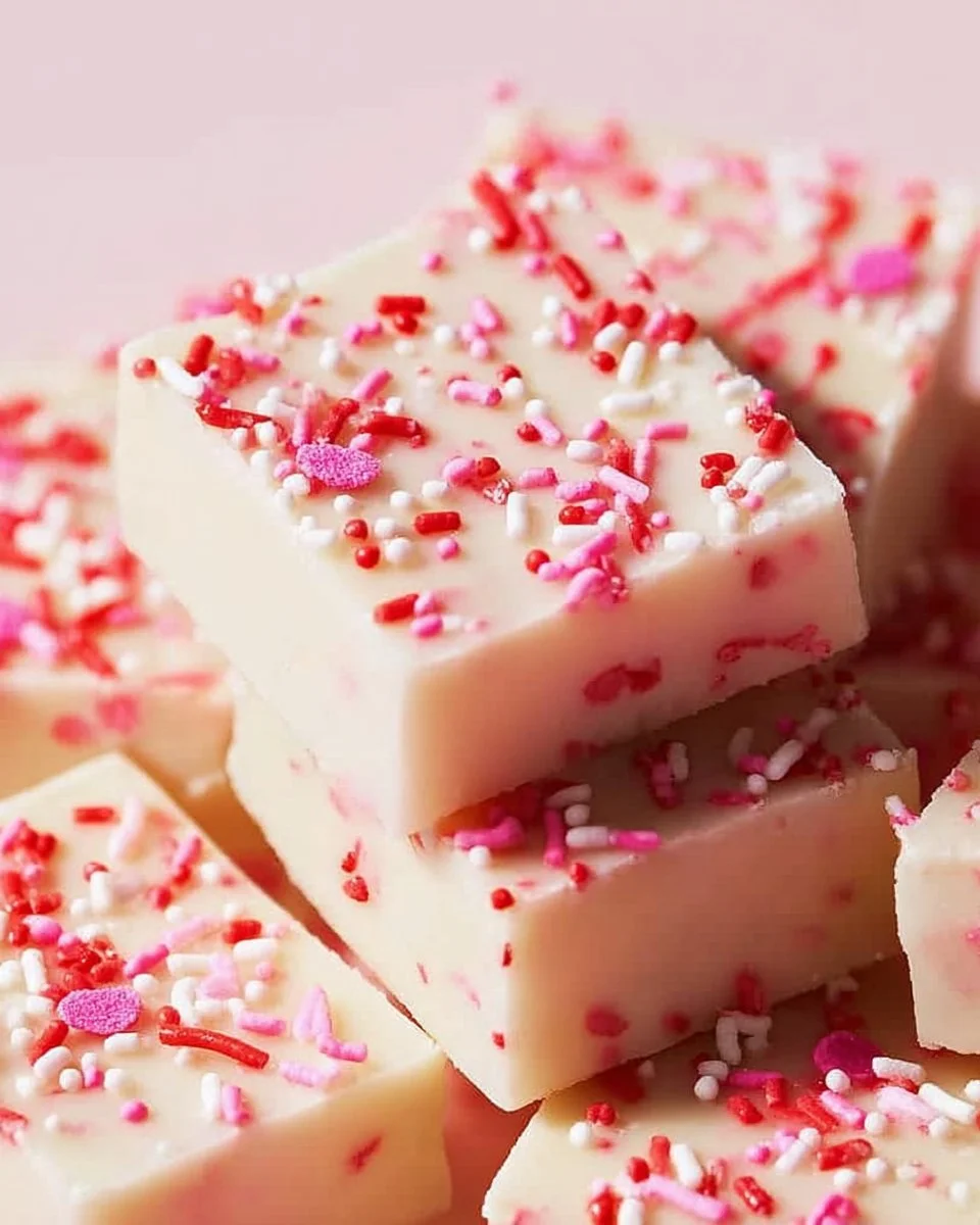Delicious cake batter fudge dessert with colorful sprinkles