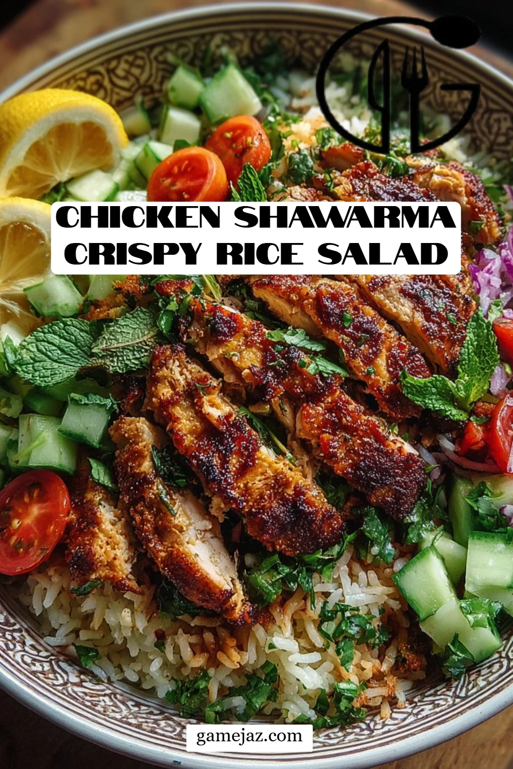 Chicken Shawarma Crispy Rice Salad