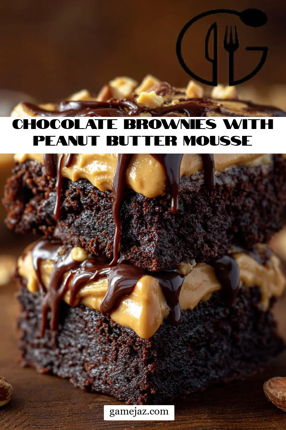 Chocolate Brownies with Peanut Butter Mousse