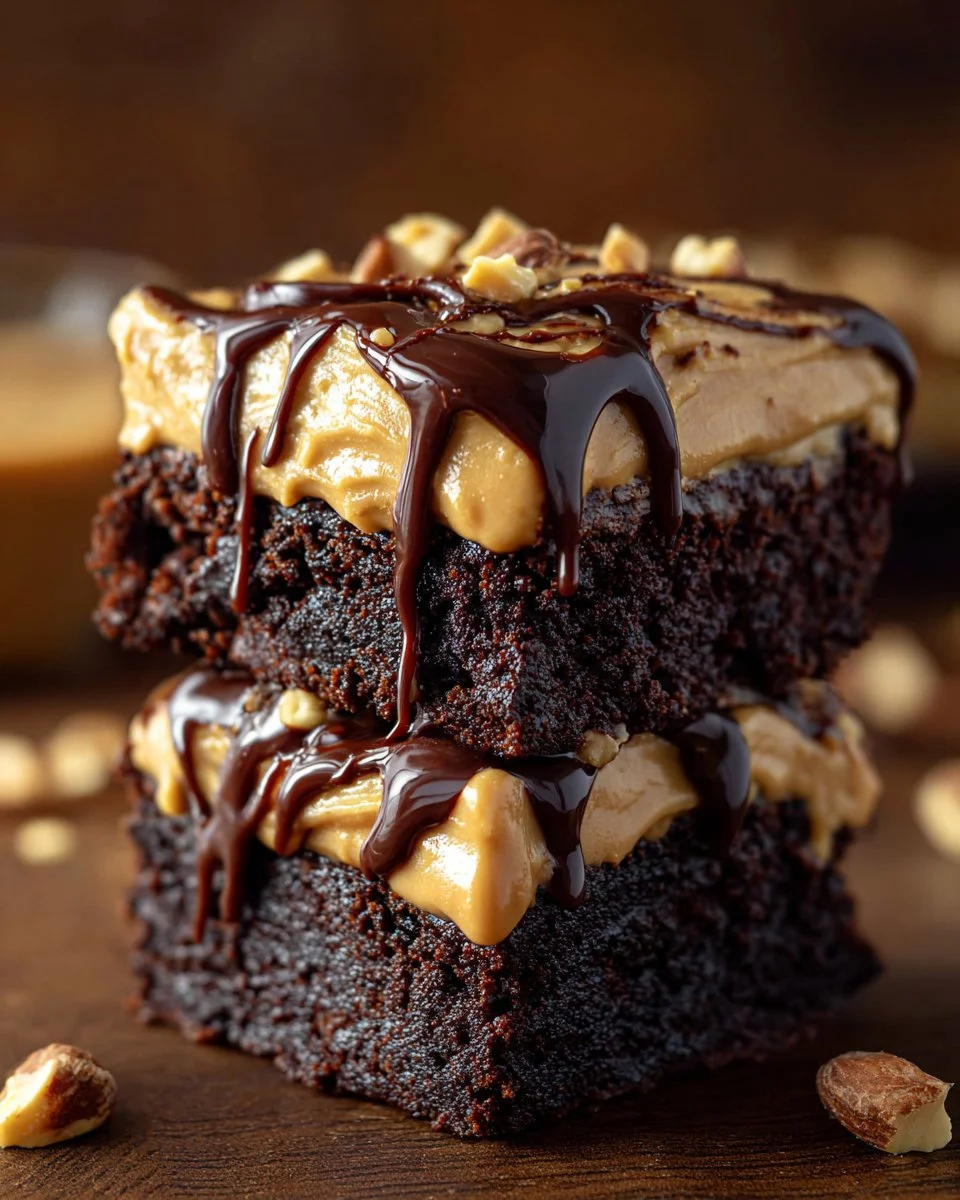Chocolate Brownies with Peanut Butter Mousse