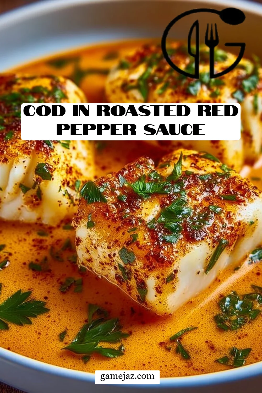 Cod in Roasted Red Pepper Sauce