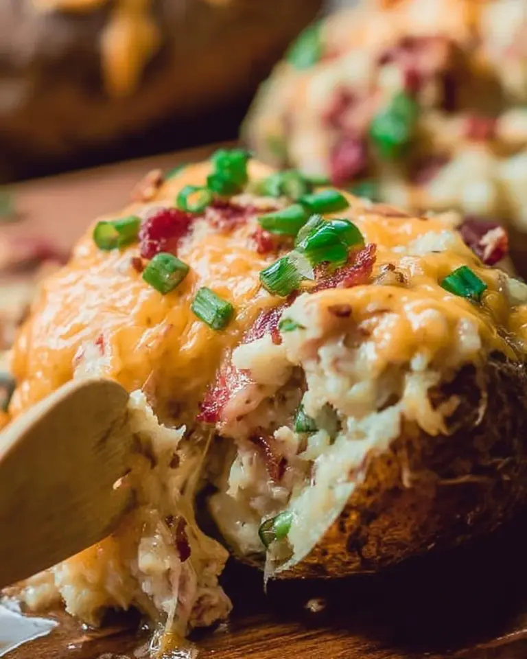 Corned beef and sauerkraut stuffed potatoes served on a plate