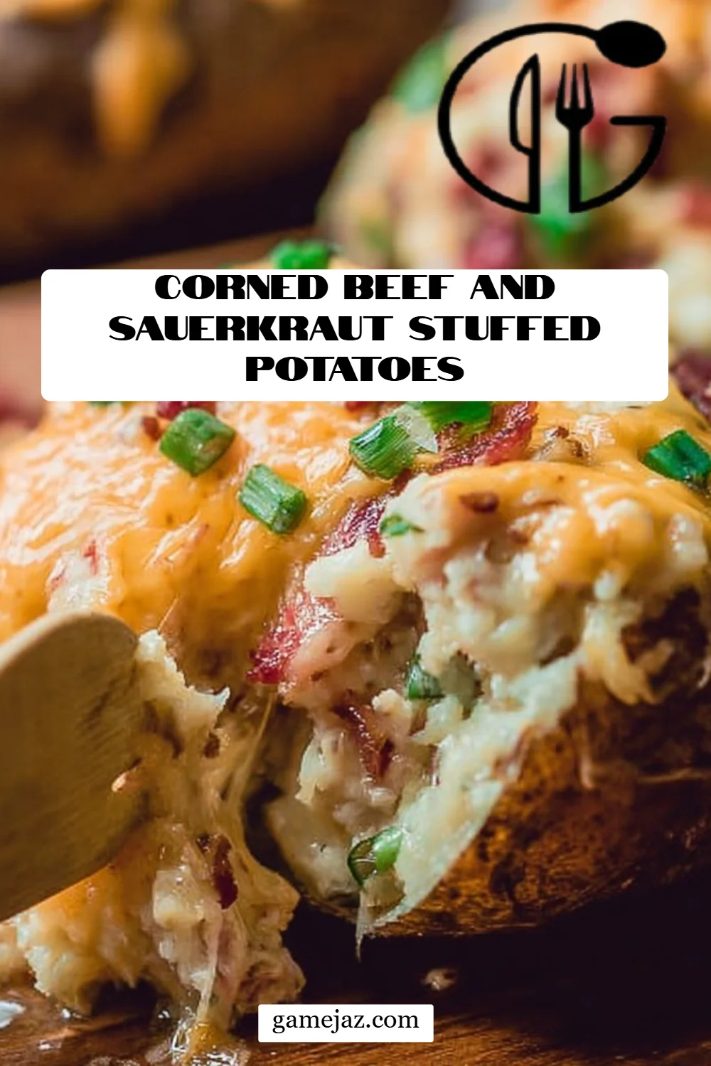 Corned Beef and Sauerkraut Stuffed Potatoes