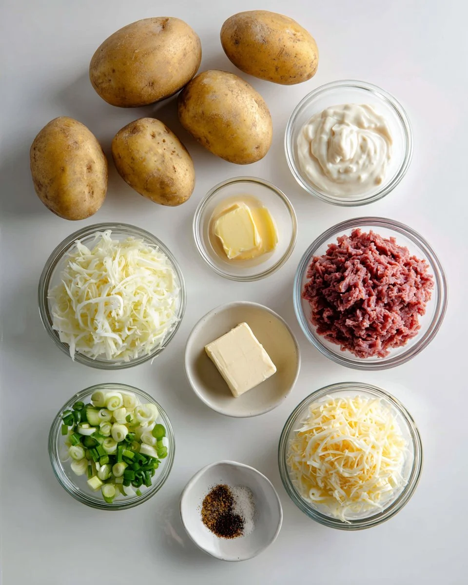 Corned Beef and Sauerkraut Stuffed Potatoes