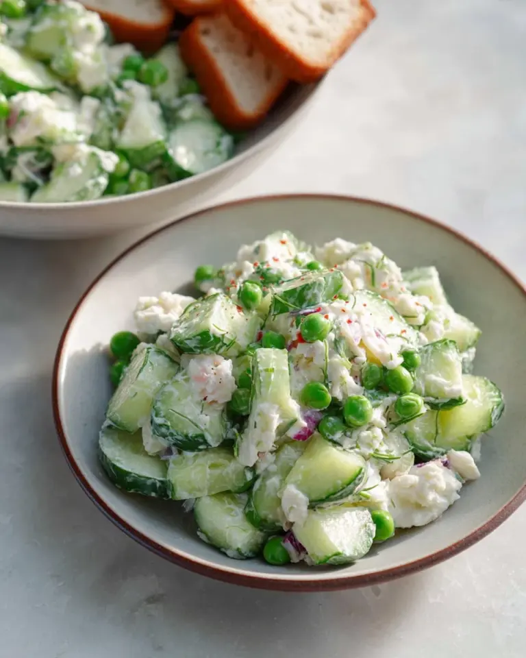 Cottage Cheese Chicken Salad with fresh vegetables and herbs