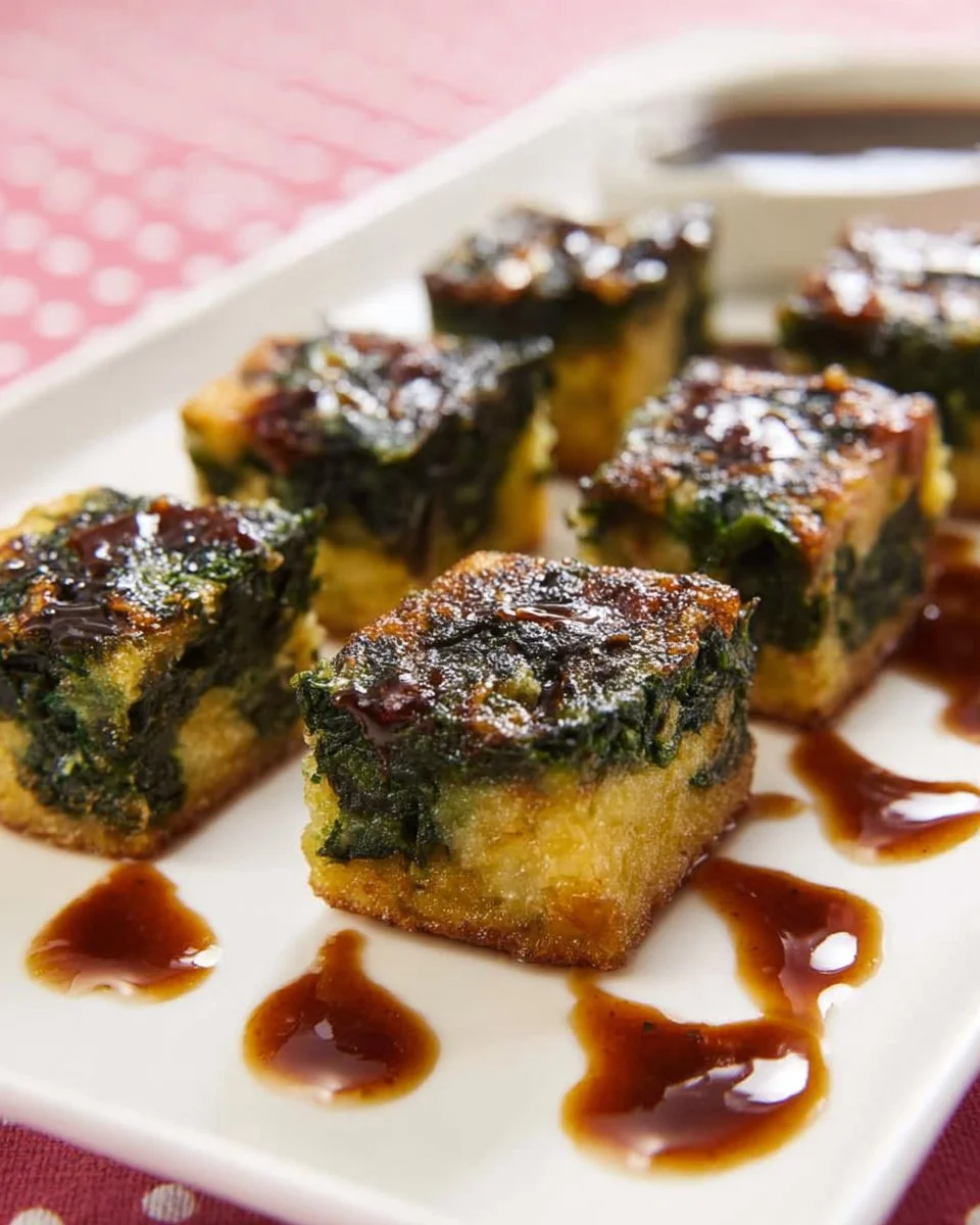 Crispy garlic chive dumplings served with dipping sauce