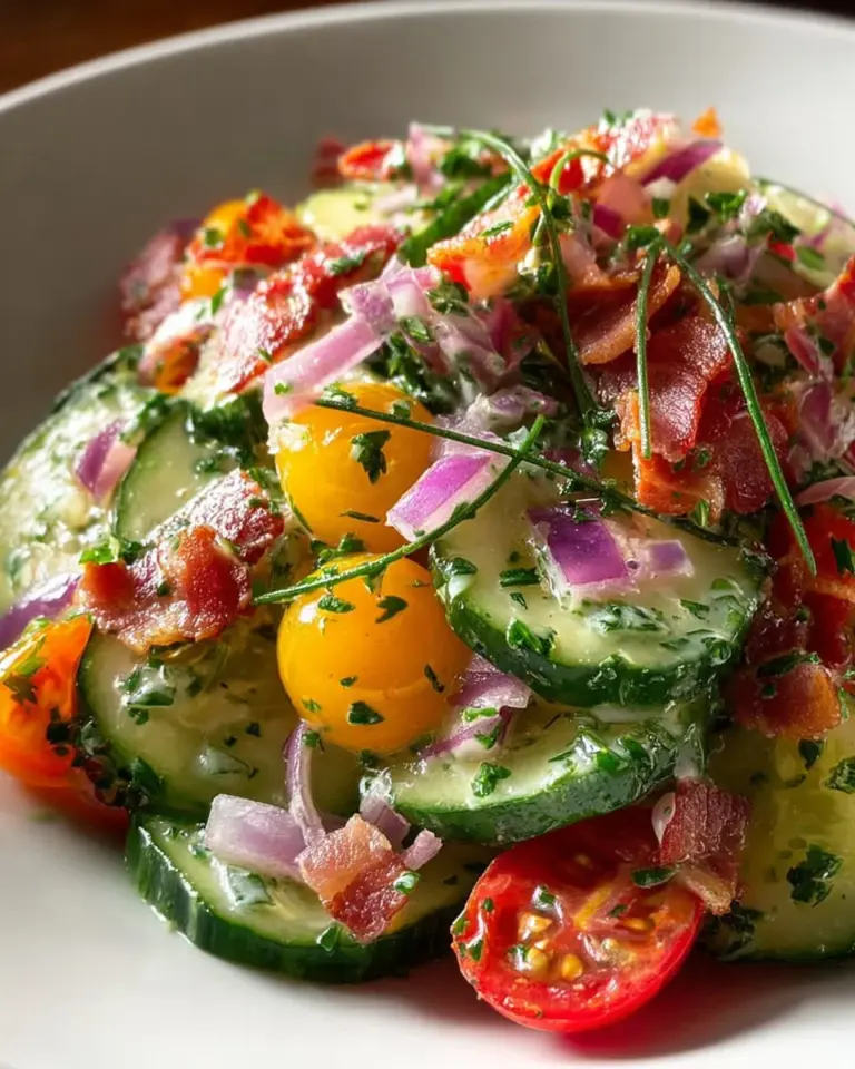 Cucumber Ranch Salad with fresh vegetables and creamy dressing