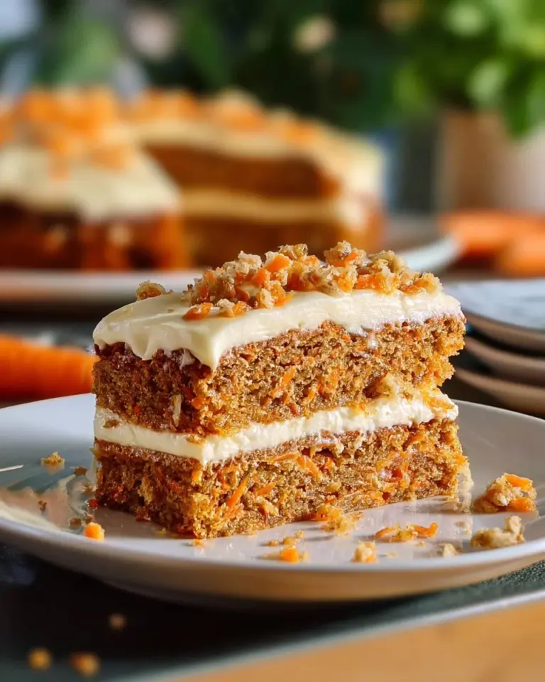 Delicious easy moist carrot sheet cake topped with cream cheese frosting.