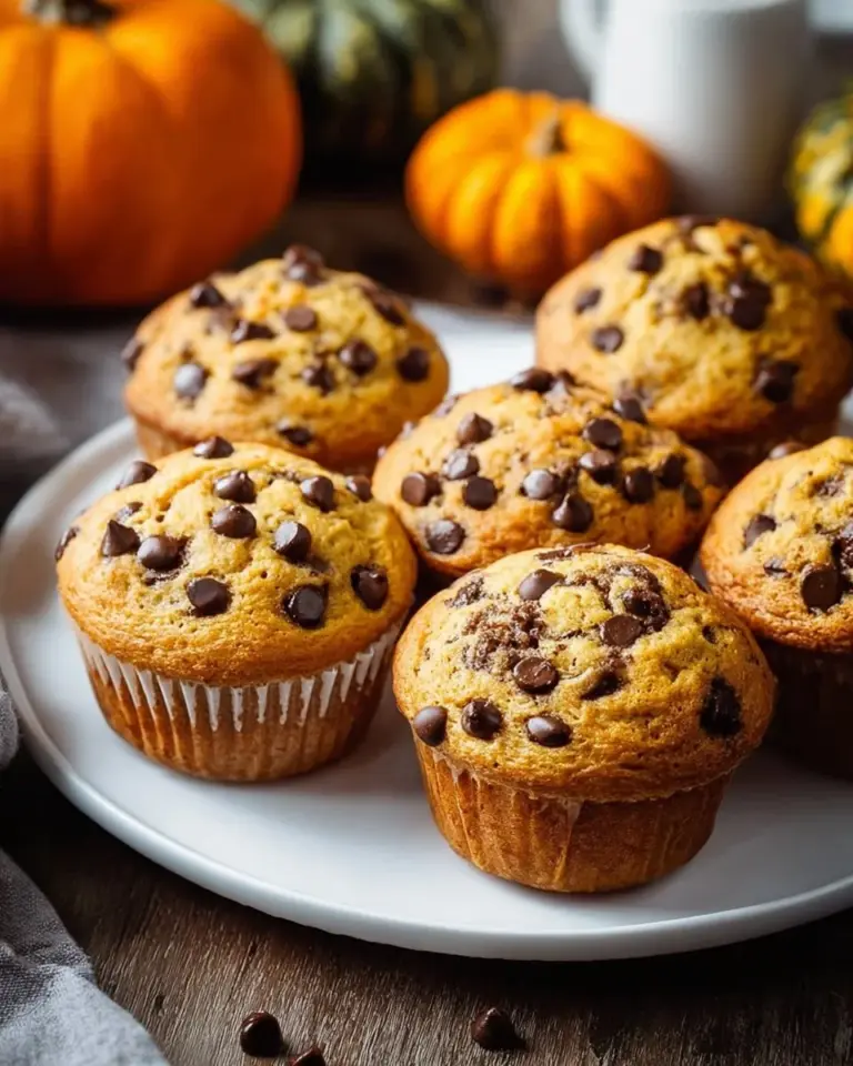 Freshly baked fluffy pumpkin muffins on a wooden table