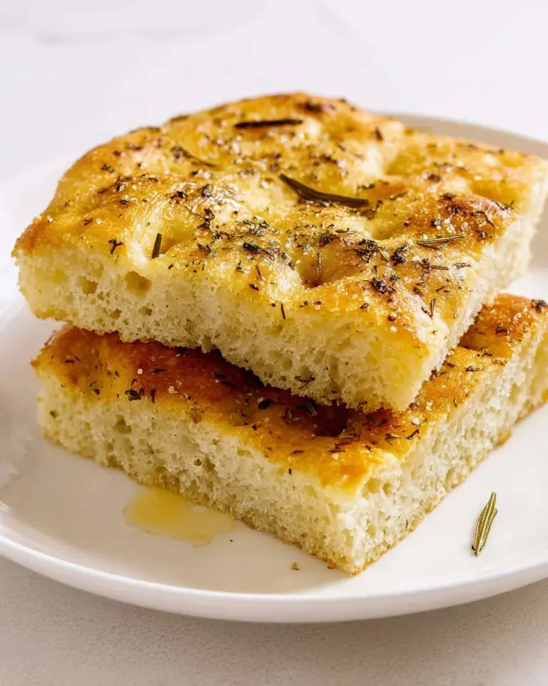 Freshly baked Focaccia Bread topped with herbs and olive oil