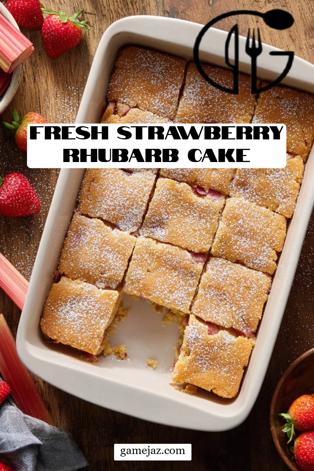 Fresh Strawberry Rhubarb Cake