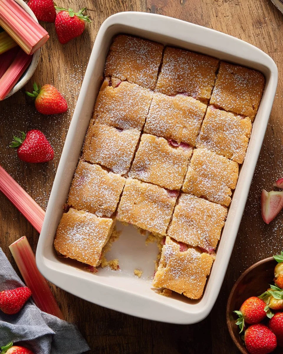 Fresh Strawberry Rhubarb Cake