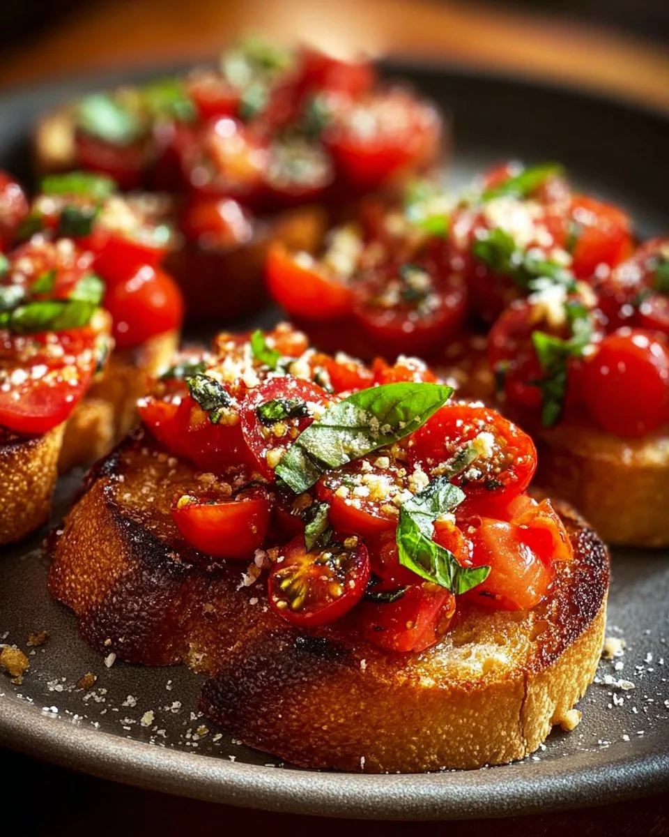 Delicious Grilled Tuscan Garlic Bruschetta topped with fresh ingredients
