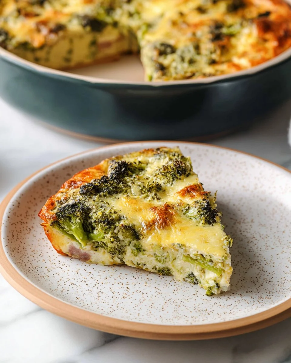 Ham and broccolini frittata garnished and ready to serve