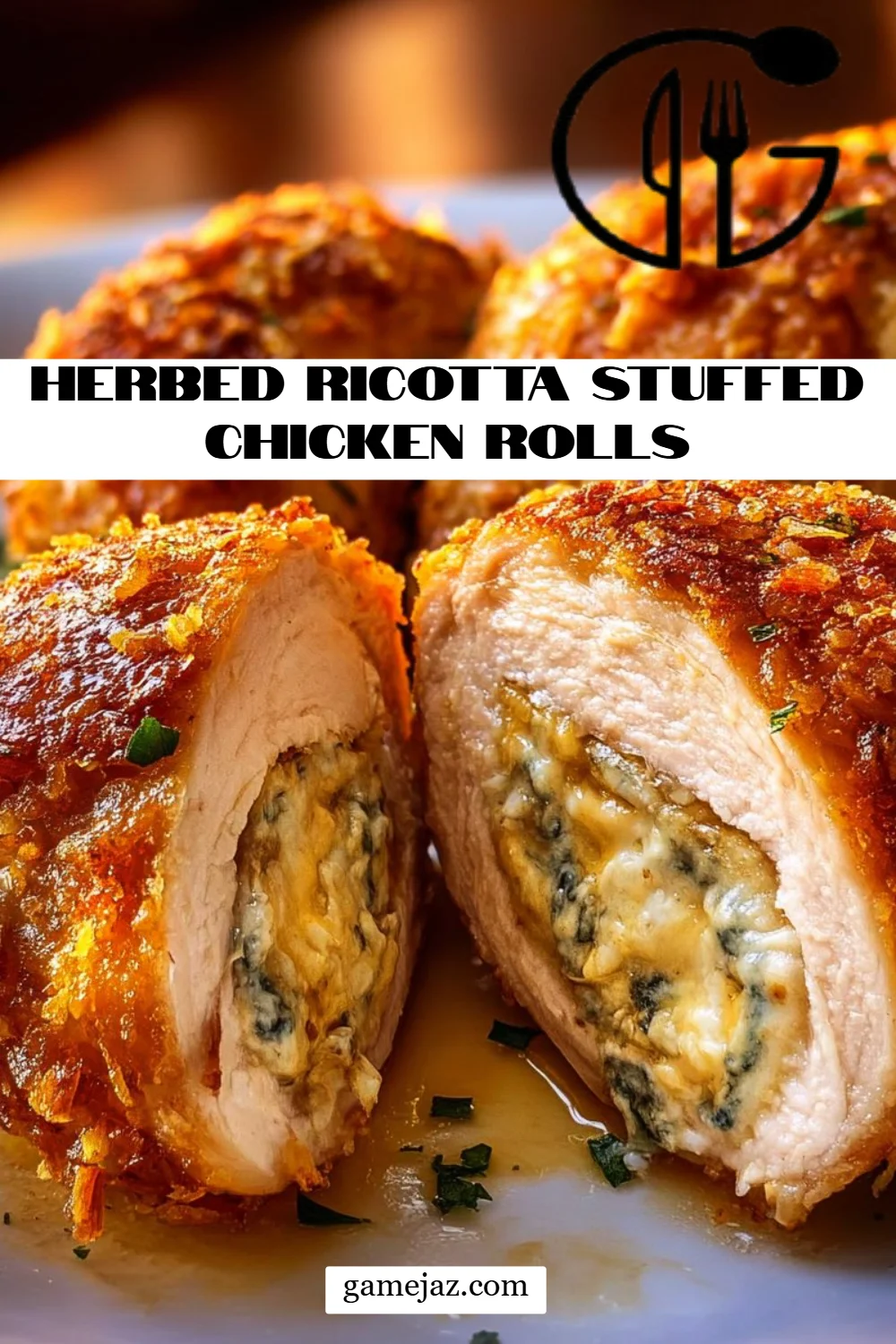 Herbed Ricotta Stuffed Chicken Rolls