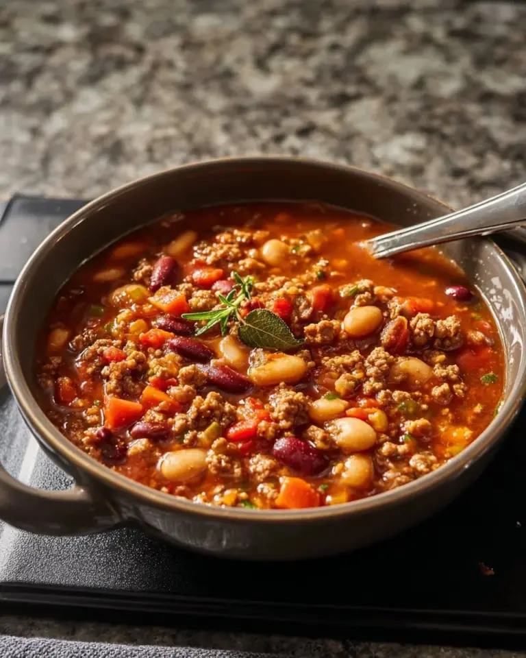 Delicious lamb and vegetable soup served in a bowl.