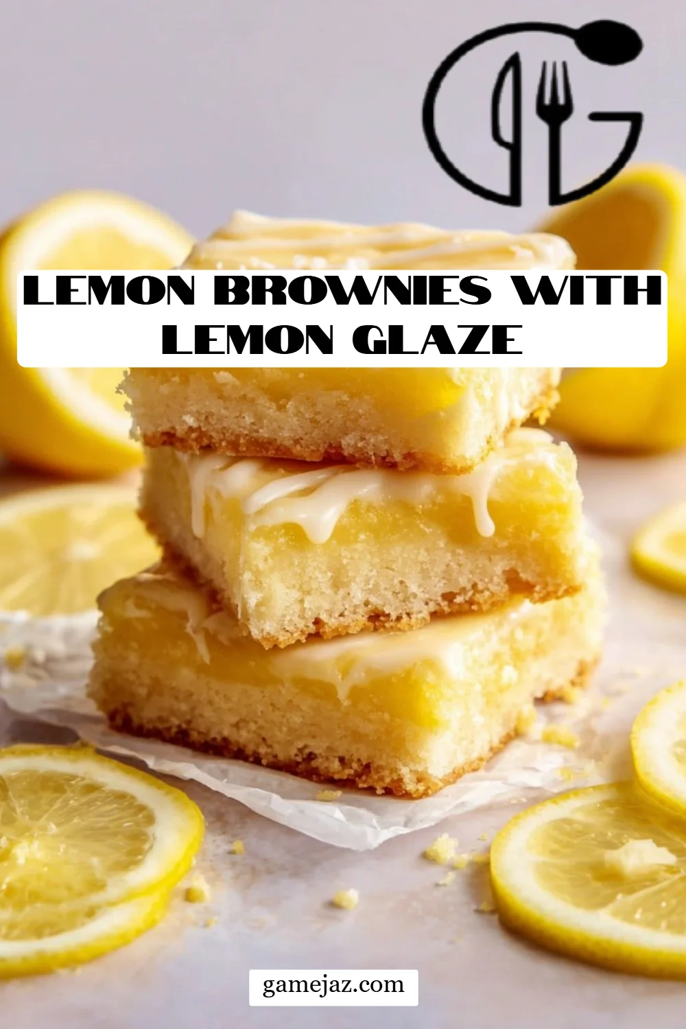 Lemon Brownies with Lemon Glaze