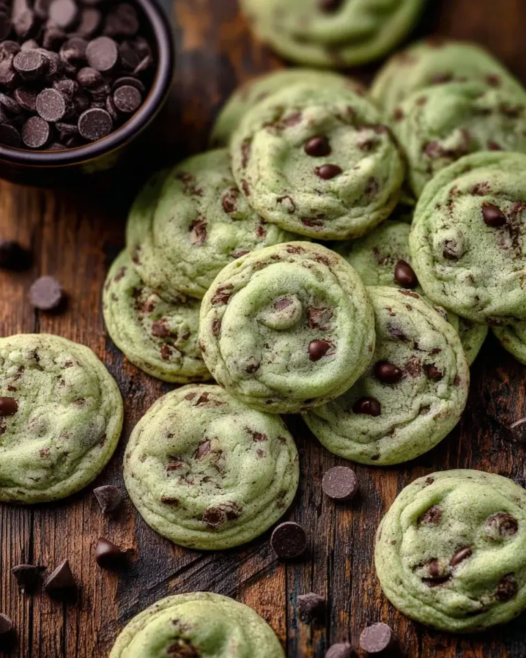 Delicious homemade Mint Chocolate Chip Cookies on a plate