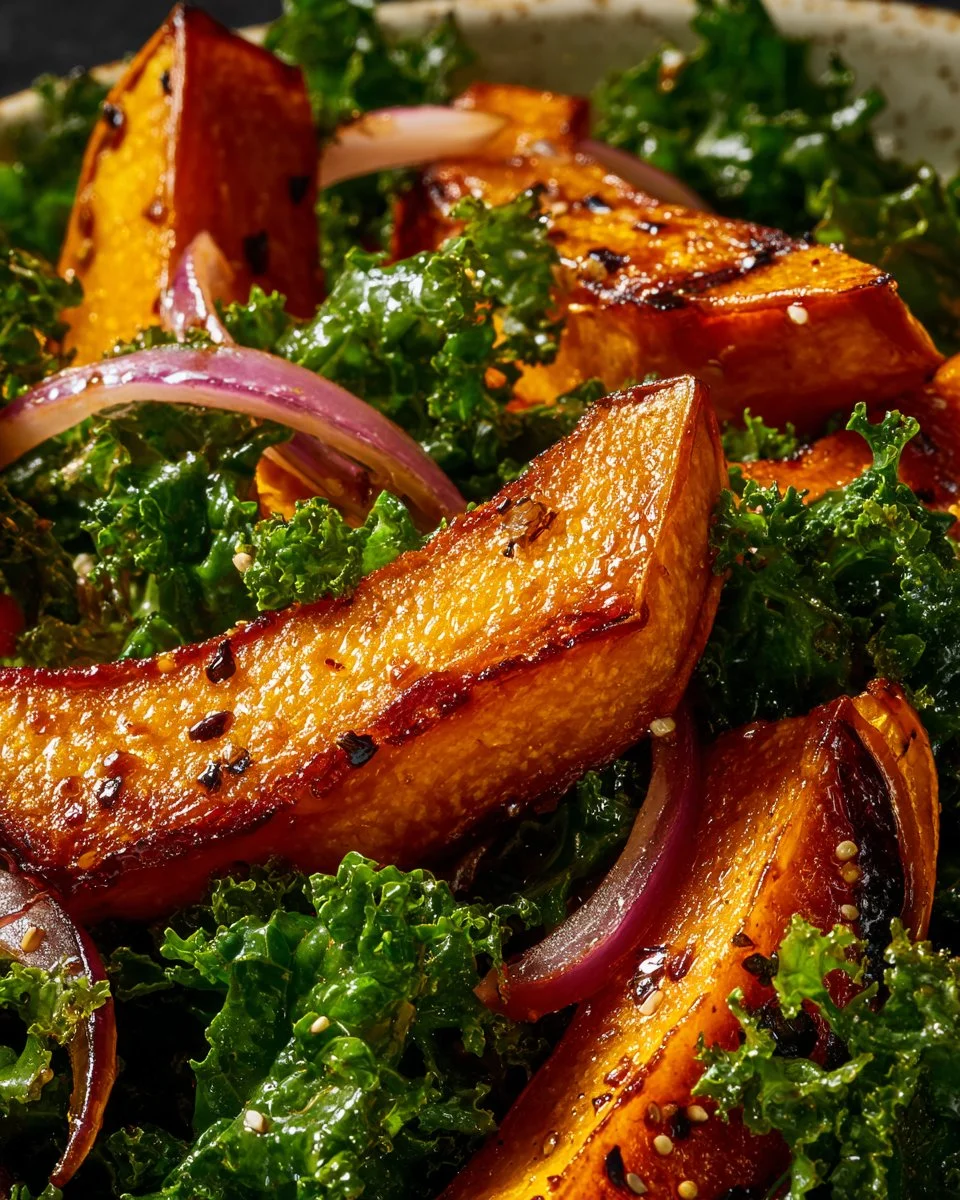 Miso Glazed Pumpkin Kale Salad