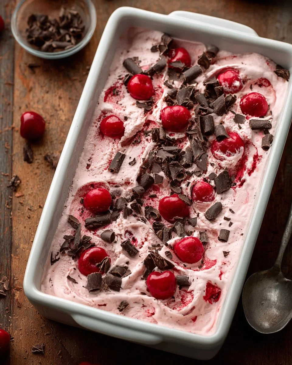 No Churn Chocolate Cherry Ice Cream