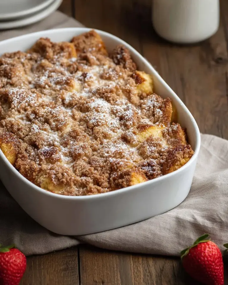 Delicious Overnight French Toast Casserole baked with rich flavors and toppings.