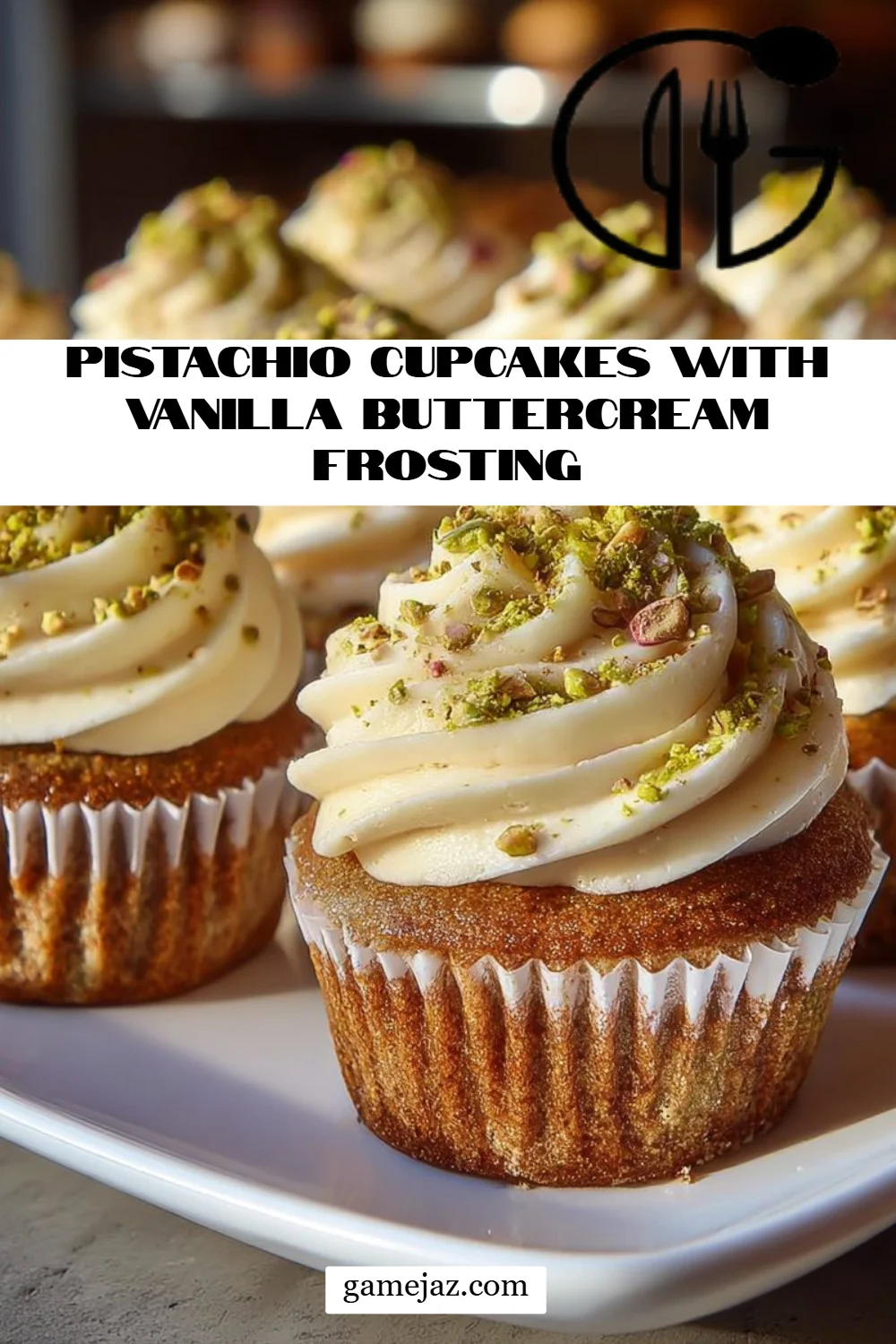 Pistachio Cupcakes with Vanilla Buttercream Frosting