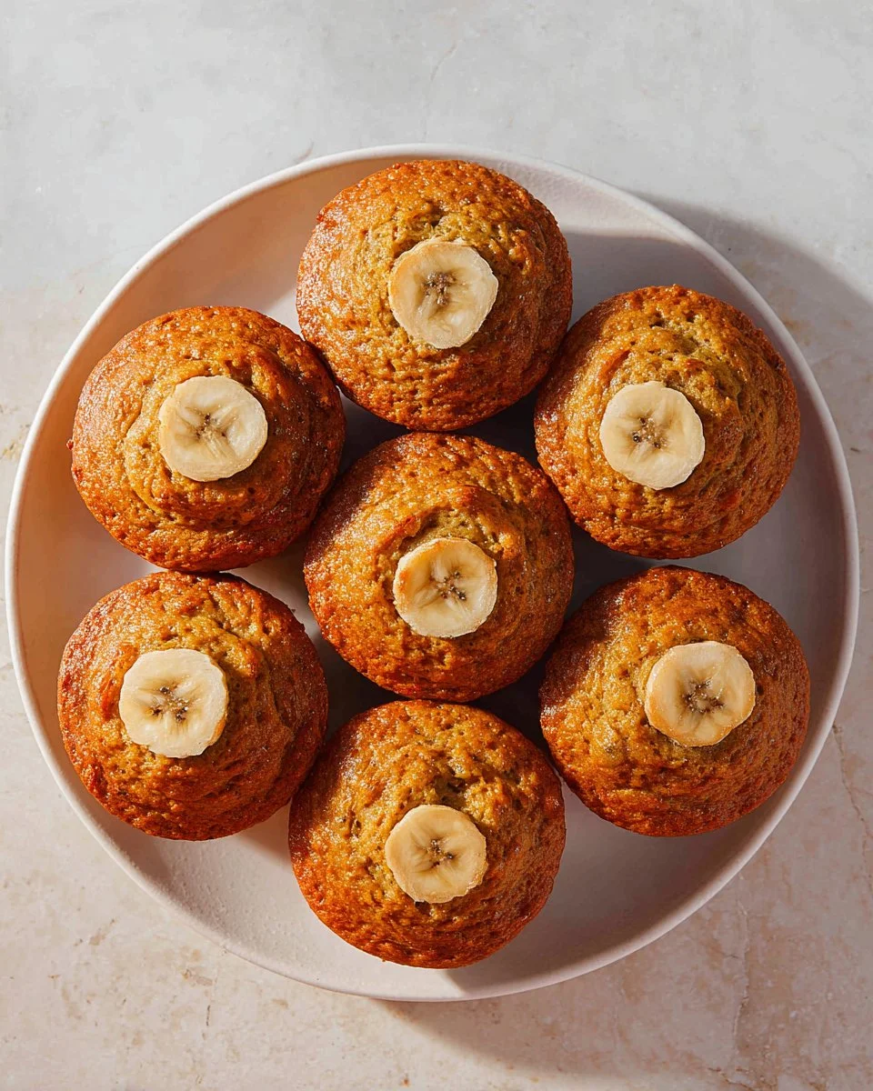 Freshly baked pumpkin banana muffins with a golden brown top