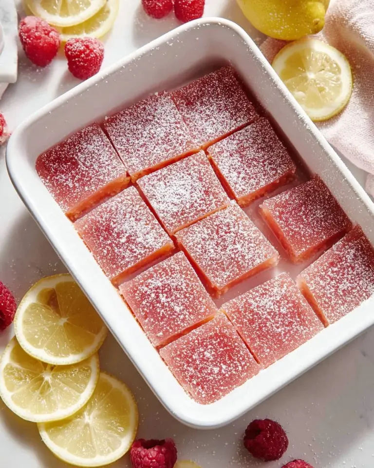 Delicious raspberry lemon bars with a vibrant raspberry topping and lemon filling