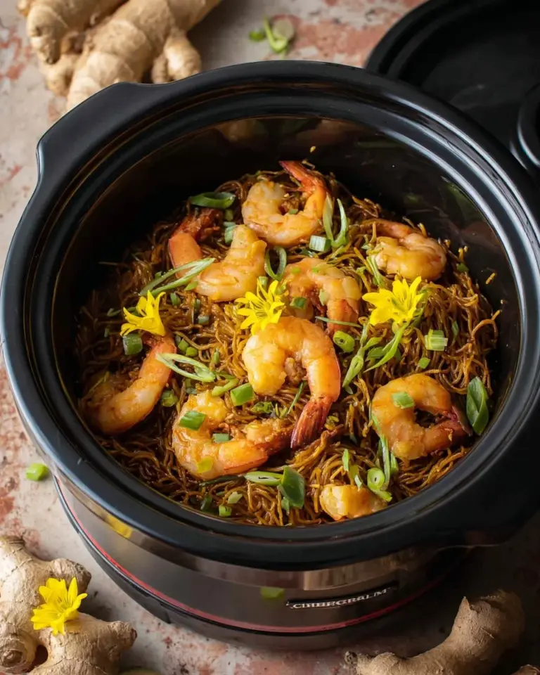 Easy rice cooker noodles with shrimp and ginger recipe