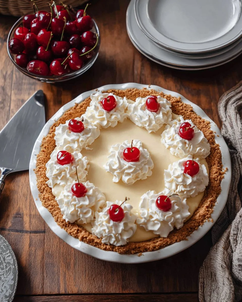 Slice of Root Beer Float Pie with root beer and vanilla ice cream theme