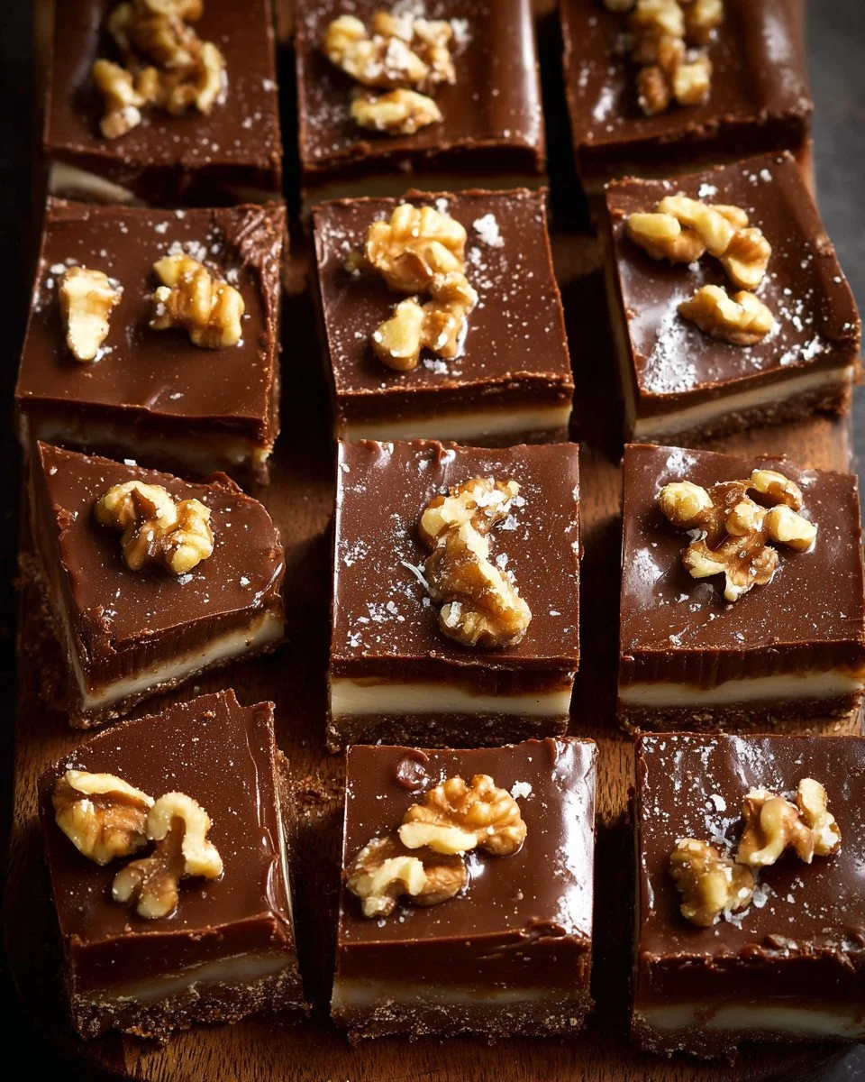 Delicious salted caramel fudge bars with a rich, creamy texture.