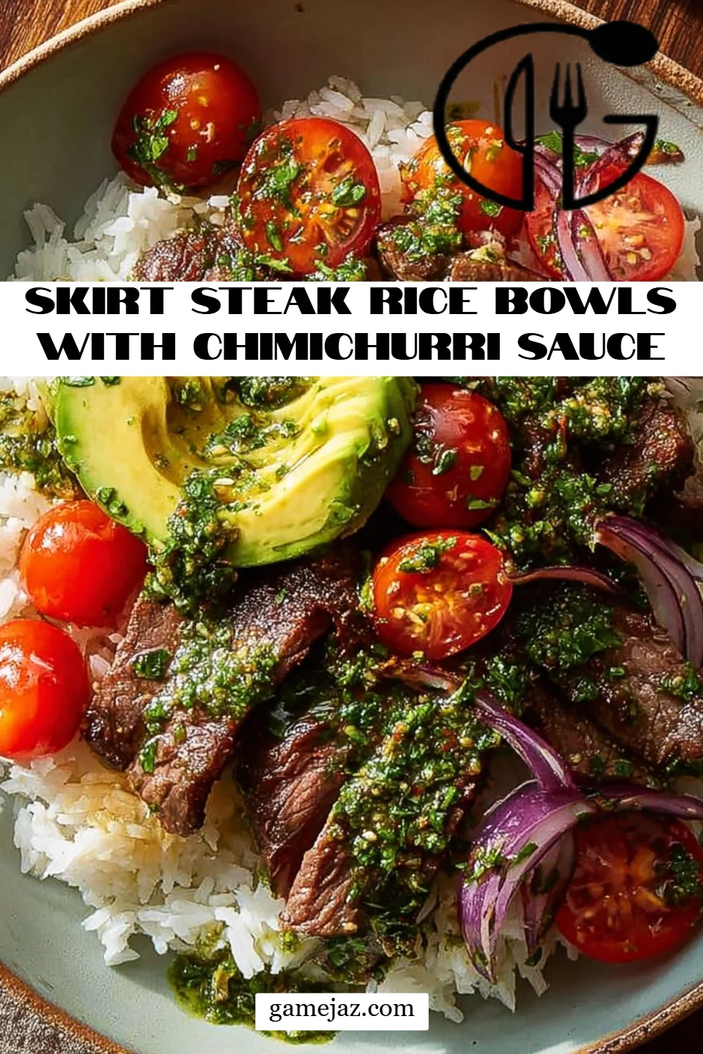 Skirt Steak Rice Bowls with Chimichurri Sauce