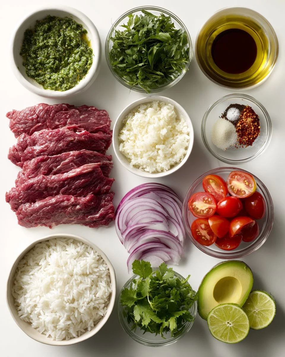 Skirt Steak Rice Bowls with Chimichurri Sauce