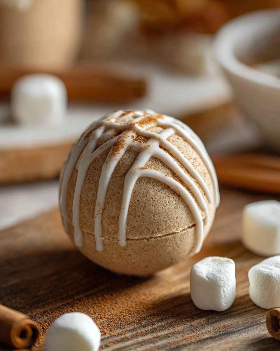 Snickerdoodle Hot Cocoa Bombs melting in warm milk, creating a creamy and flavorful drink.