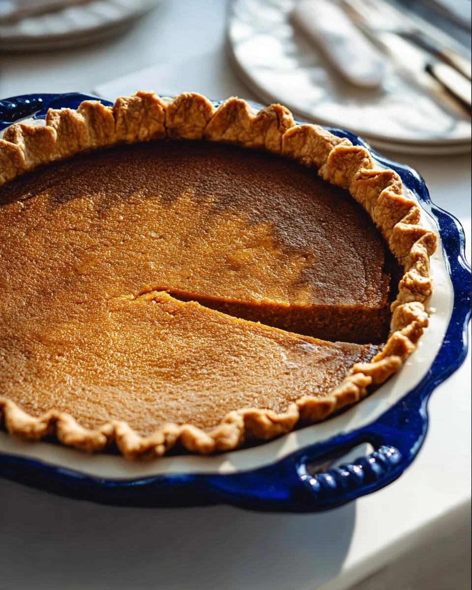 Delicious slice of sweet potato pie topped with whipped cream on a rustic plate