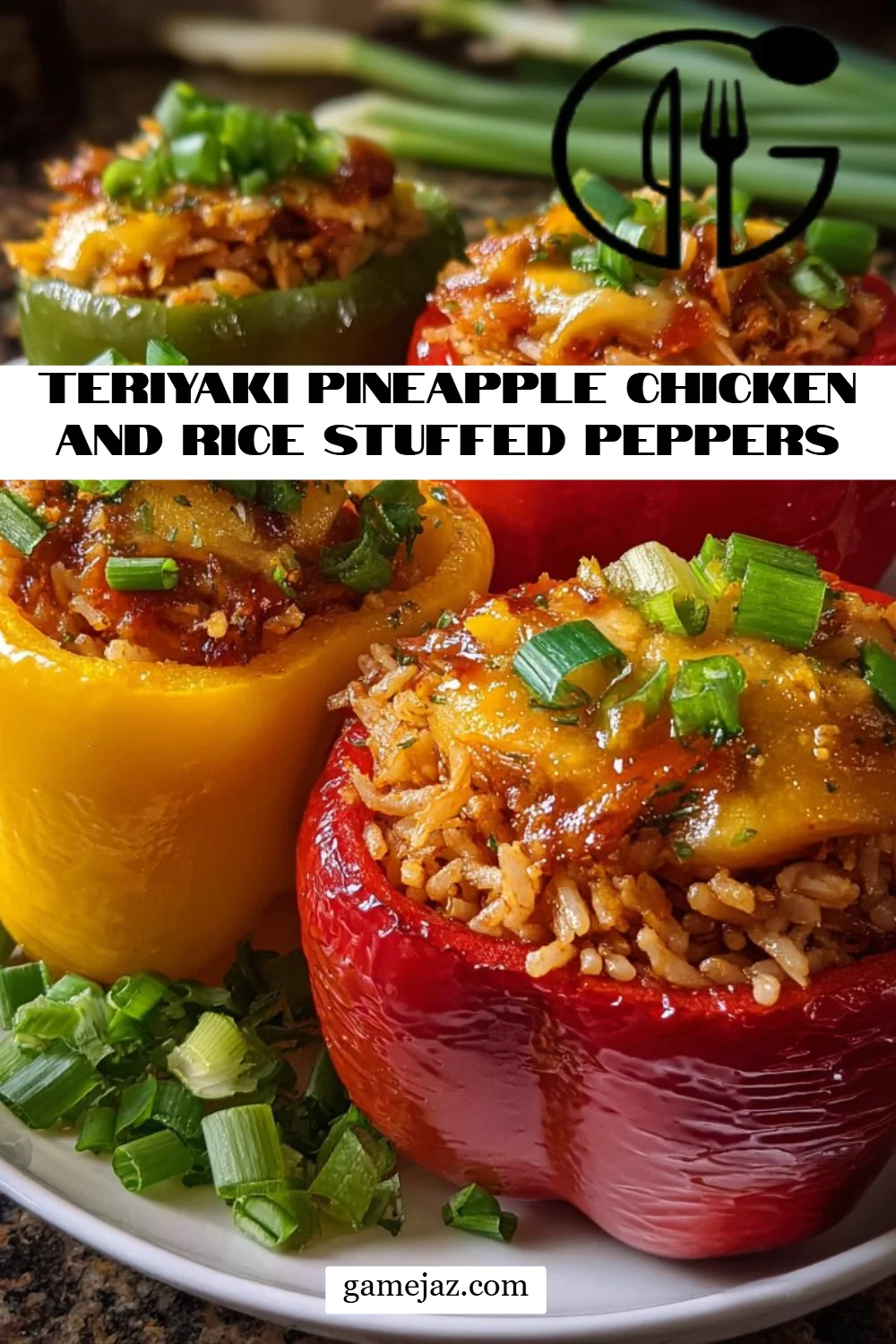 Teriyaki Pineapple Chicken and Rice Stuffed Peppers