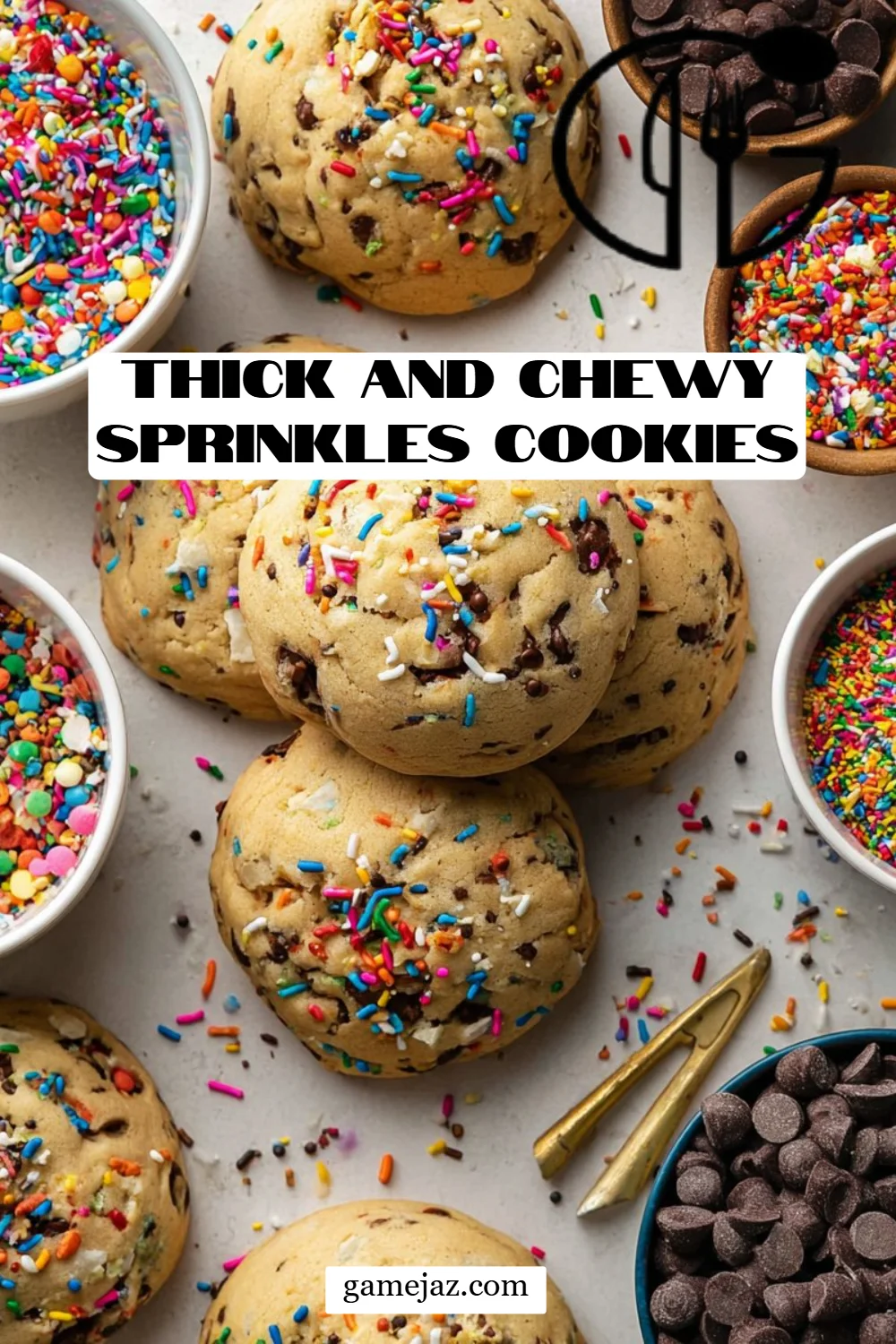 Thick and Chewy Sprinkles Cookies