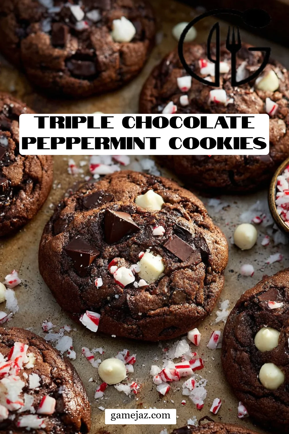 Triple Chocolate Peppermint Cookies