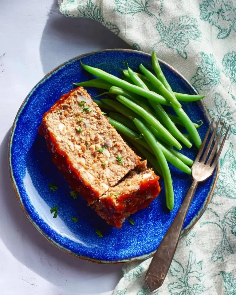 Healthy Turkey Cauliflower Meatloaf served with a side of vegetables